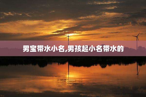 男宝带水小名,男孩起小名带水的