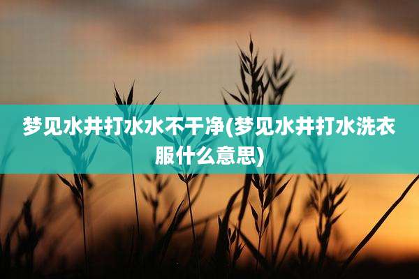 梦见水井打水水不干净(梦见水井打水洗衣服什么意思)
