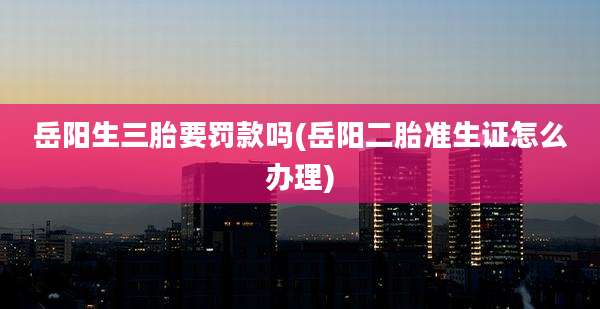 岳阳生三胎要罚款吗(岳阳二胎准生证怎么办理)