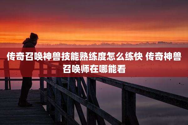 传奇召唤神兽技能熟练度怎么练快 传奇神兽召唤师在哪能看