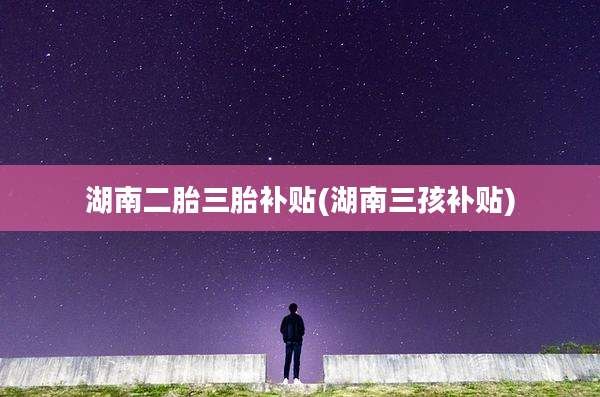 湖南二胎三胎补贴(湖南三孩补贴)