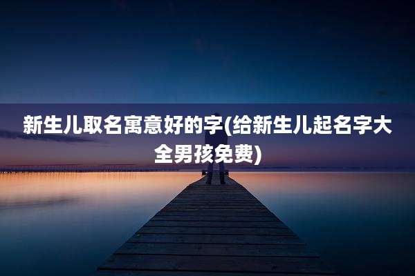 新生儿取名寓意好的字(给新生儿起名字大全男孩免费)