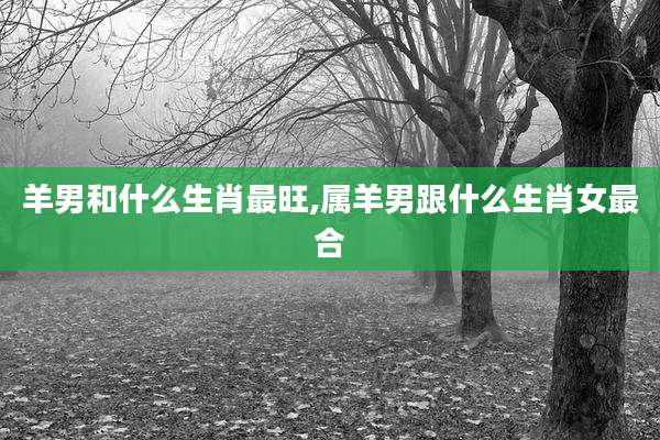 羊男和什么生肖最旺,属羊男跟什么生肖女最合