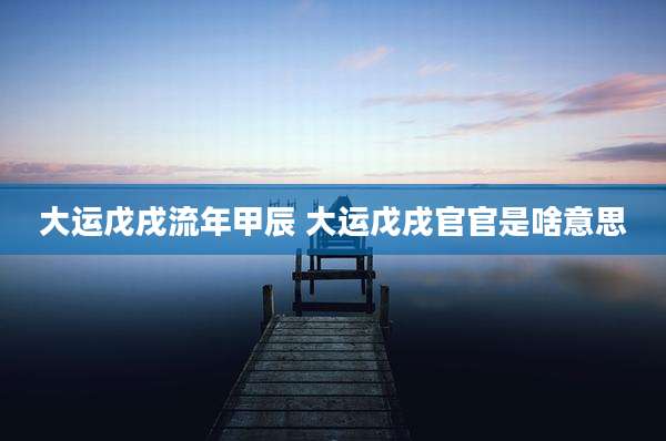大运戊戌流年甲辰 大运戊戌官官是啥意思