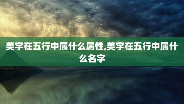 美字在五行中属什么属性,美字在五行中属什么名字
