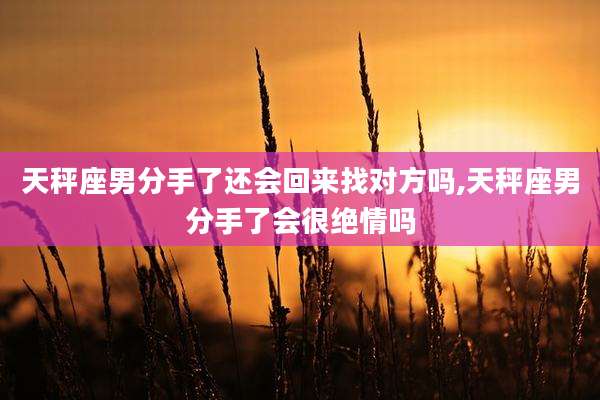 天秤座男分手了还会回来找对方吗,天秤座男分手了会很绝情吗