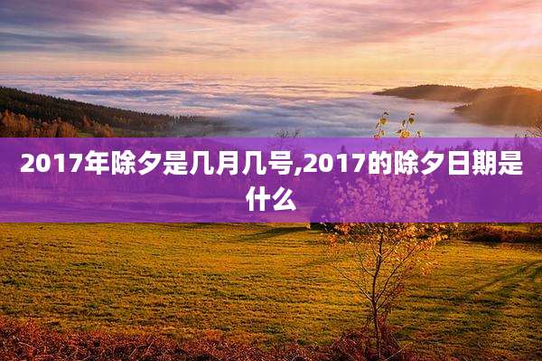 2017年除夕是几月几号,2017的除夕日期是什么