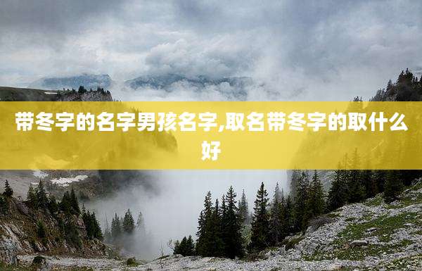 带冬字的名字男孩名字,取名带冬字的取什么好