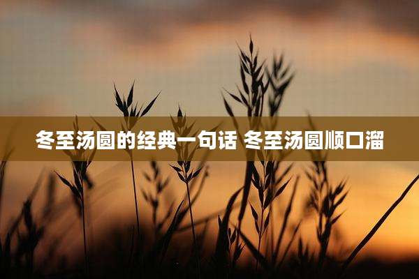 冬至汤圆的经典一句话 冬至汤圆顺口溜
