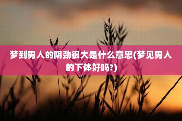 梦到男人的阴劲很大是什么意思(梦见男人的***好吗?)