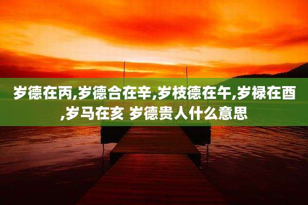 岁德在丙,岁德合在辛,岁枝德在午,岁禄在酉,岁马在亥 岁德贵人什么意思