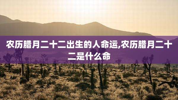 农历腊月二十二出生的人命运,农历腊月二十二是什么命