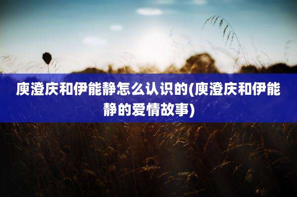 庾澄庆和伊能静怎么认识的(庾澄庆和伊能静的爱情故事)