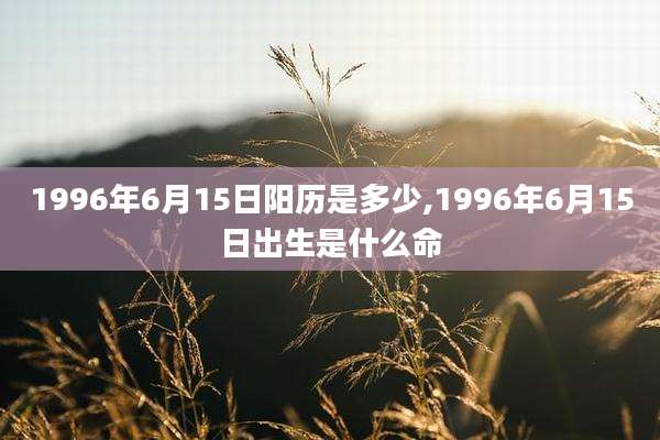 1996年6月15日阳历是多少,1996年6月15日出生是什么命