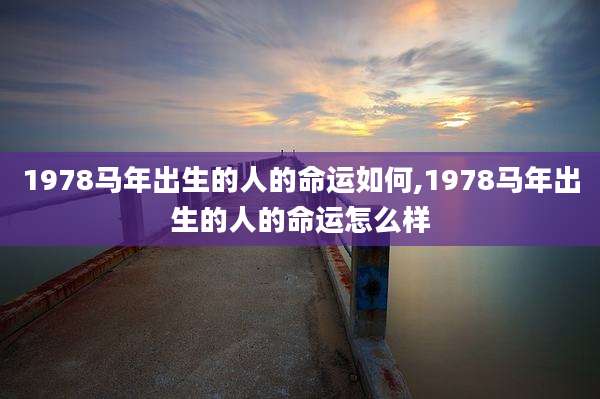 1978马年出生的人的命运如何,1978马年出生的人的命运怎么样