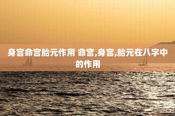 身宫命宫胎元作用 命宫,身宫,胎元在八字中的作用