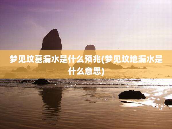梦见坟墓漏水是什么预兆(梦见坟地漏水是什么意思)