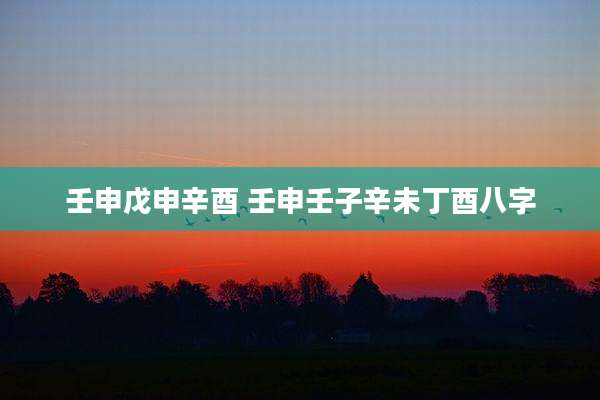 壬申戊申辛酉 壬申壬子辛未丁酉八字