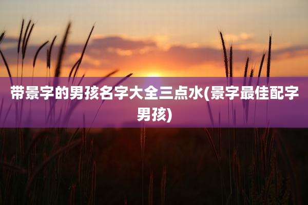带景字的男孩名字大全三点水(景字最佳配字男孩)