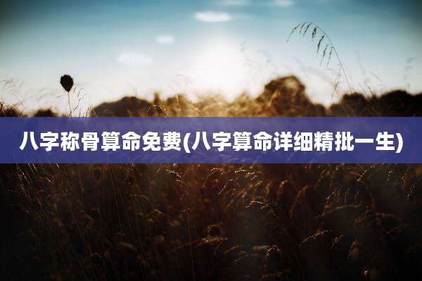 八字称骨算命免费(八字算命详细精批一生)