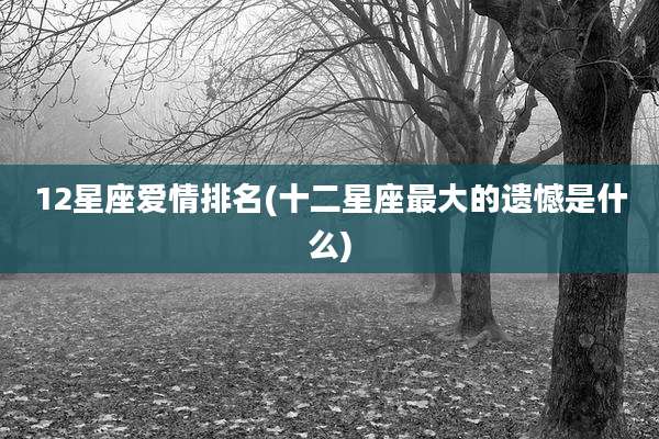 12星座爱情排名(十二星座最大的遗憾是什么)