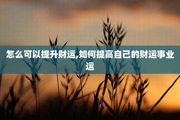 怎么可以提升财运,如何提高自己的财运事业运