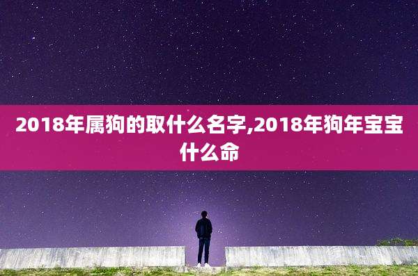 2018年属狗的取什么名字,2018年狗年宝宝什么命