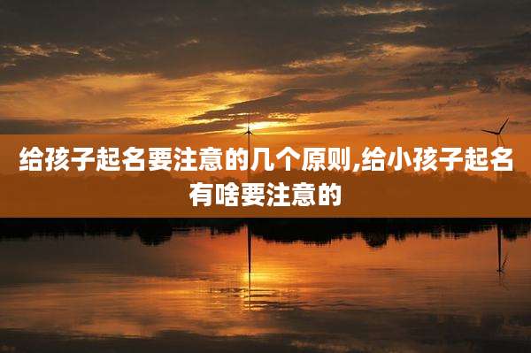 给孩子起名要注意的几个原则,给小孩子起名有啥要注意的