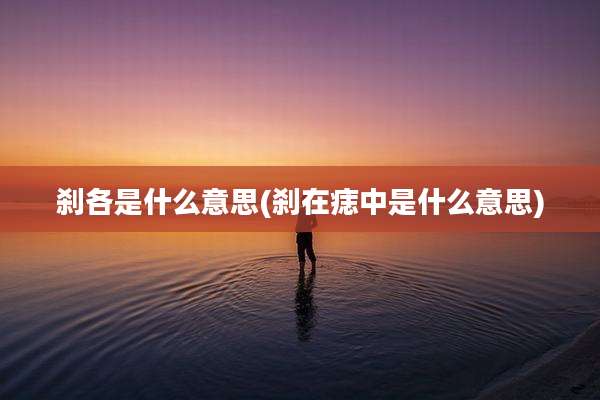 刹各是什么意思(刹在痣中是什么意思)
