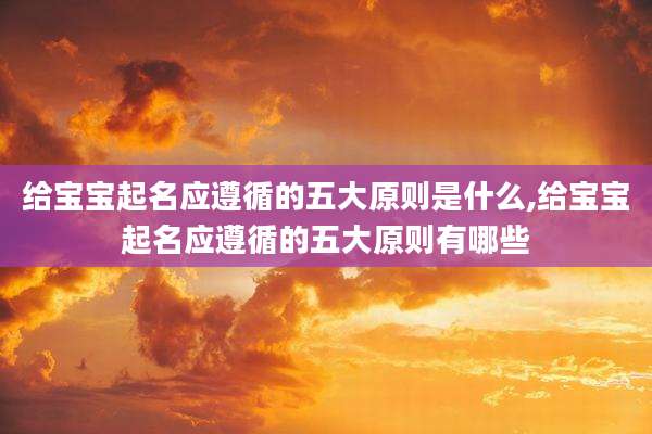 给宝宝起名应遵循的五大原则是什么,给宝宝起名应遵循的五大原则有哪些