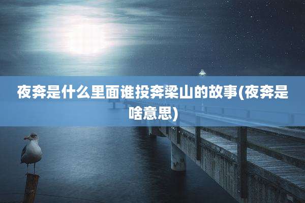 夜奔是什么里面谁投奔梁山的故事(夜奔是啥意思)