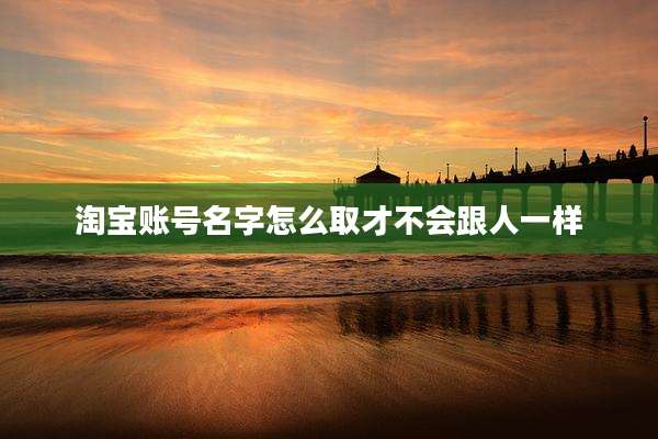 淘宝账号名字怎么取才不会跟人一样