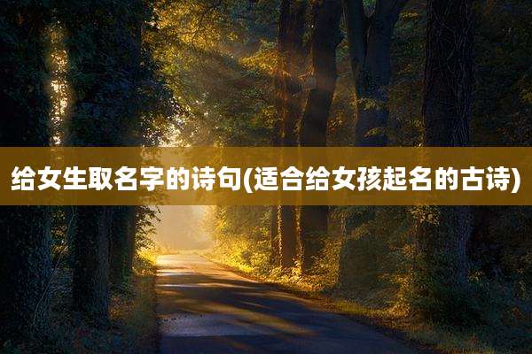 给女生取名字的诗句(适合给女孩起名的古诗)