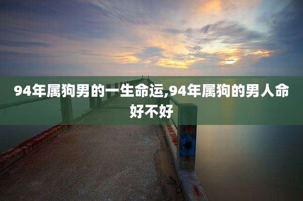 94年属狗男的一生命运,94年属狗的男人命好不好