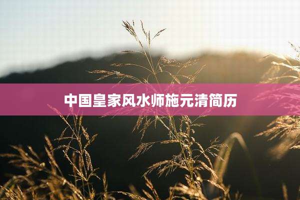 中国皇家风水师施元清简历