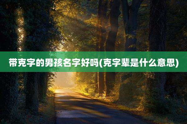 带克字的男孩名字好吗(克字辈是什么意思)