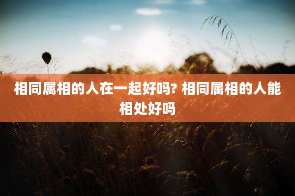 相同属相的人在一起好吗? 相同属相的人能相处好吗