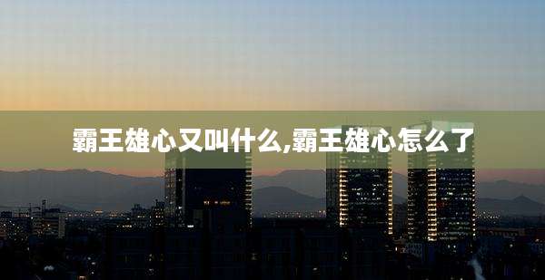 霸王雄心又叫什么,霸王雄心怎么了