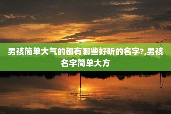 男孩简单大气的都有哪些好听的名字?,男孩名字简单大方