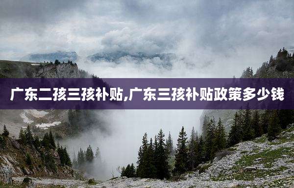 广东二孩三孩补贴,广东三孩补贴政策多少钱