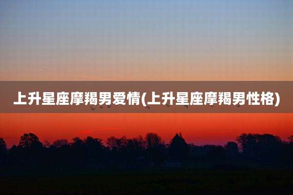 上升星座摩羯男爱情(上升星座摩羯男性格)