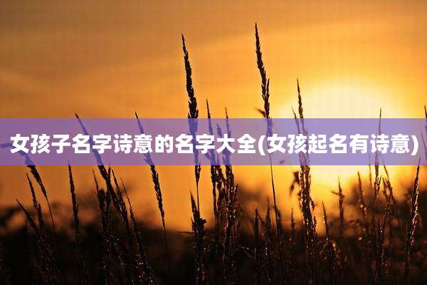 女孩子名字诗意的名字大全(女孩起名有诗意)