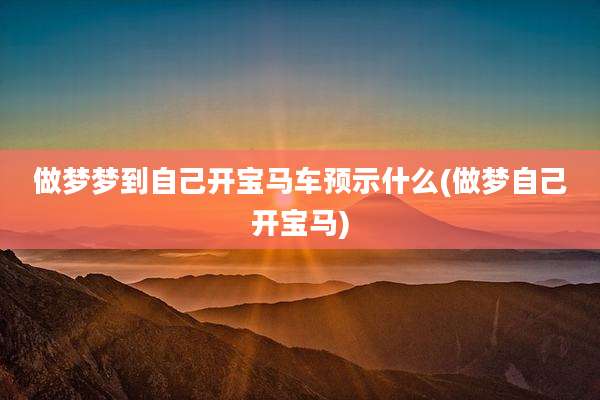 做梦梦到自己开宝马车预示什么(做梦自己开宝马)
