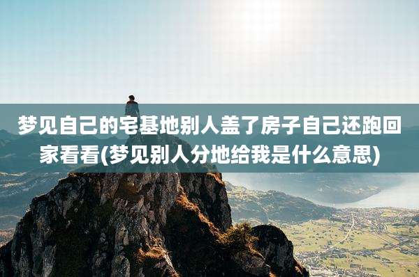 梦见自己的宅基地别人盖了房子自己还跑回家看看(梦见别人分地给我是什么意思)