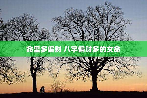 命里多偏财 八字偏财多的女命