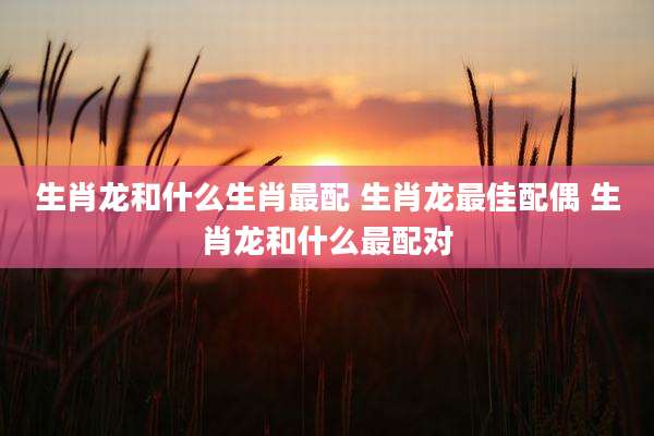 生肖龙和什么生肖最配 生肖龙最佳配偶 生肖龙和什么最配对