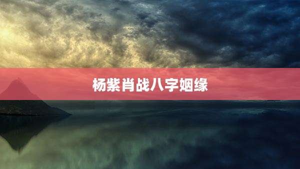 杨紫肖战八字姻缘