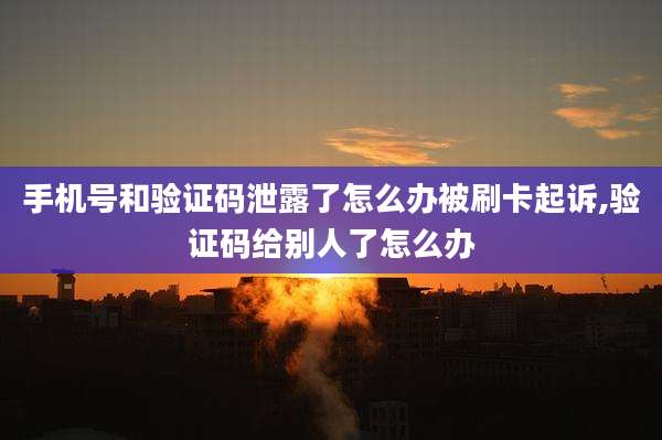 手机号和验证码泄露了怎么办被刷卡起诉,验证码给别人了怎么办
