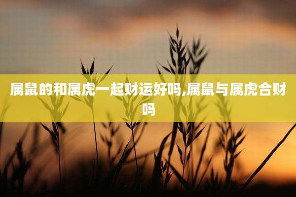 属鼠的和属虎一起财运好吗,属鼠与属虎合财吗