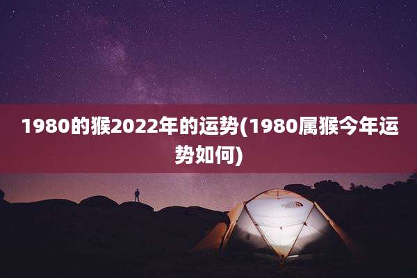 1980的猴2022年的运势(1980属猴今年运势如何)